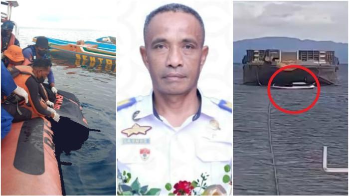 KECELAKAAN LAUT DI MUNA - Kolase foto korban La Onus (51), sosok Kepala Wilayah Kerja Pelabuhan Tampo UPP Kelas II Raha, Muna, Sulawesi Tenggara, penemuan jasadnya pada Rabu (22/10/2025) (foto kiri), dan video perahu nelayang yang ditumpanginya saat ditabrak kapal tongkang (foto kanan). Kecelakaan laut di Perairan Muna, Provinsi Sultra, yang terjadi Sabtu (18/10/2025) ini menyebabkan 2 korban meninggal dunia.