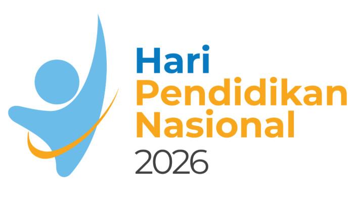LOGO HARDIKNAS 2026 - Logo Hardiknas 2026 menampilkan figur manusia dinamis, lengkungan elips, dan dominasi warna biru yang melambangkan semangat, perlindungan, serta masa depan pendidikan yang cerah.