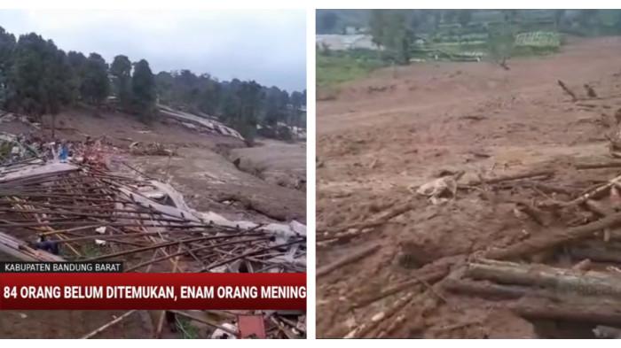 LONGSOR CISARUA - Sebanyak 30 rumah tertimbun longsor di Cisarua, dengan perkiraan jumlah jiwanya 109 jiwa dan 33 KK.