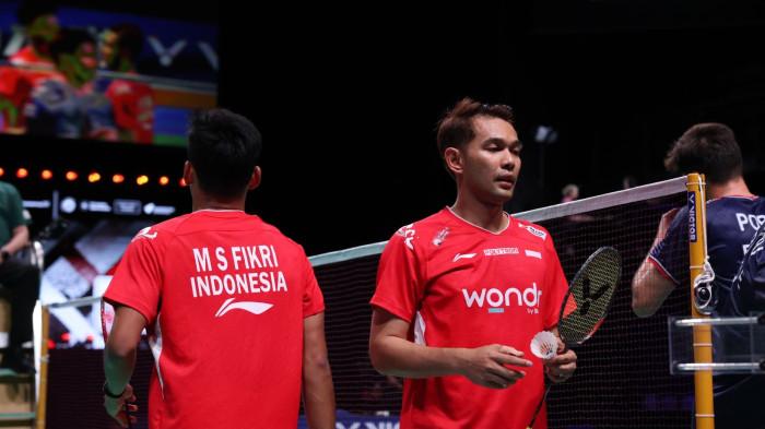 MOHON MAAF - Kapten Tim Thomas Indonesia, Fajar Alfian, menyampaikan permohonan maaf kepada masyarakat Indonesia setelah langkah tim Thomas Indonesia terhenti pada fase grup Thomas & Uber Cup Finals 2026 di Horsens, Denmark. dok: PBSI
