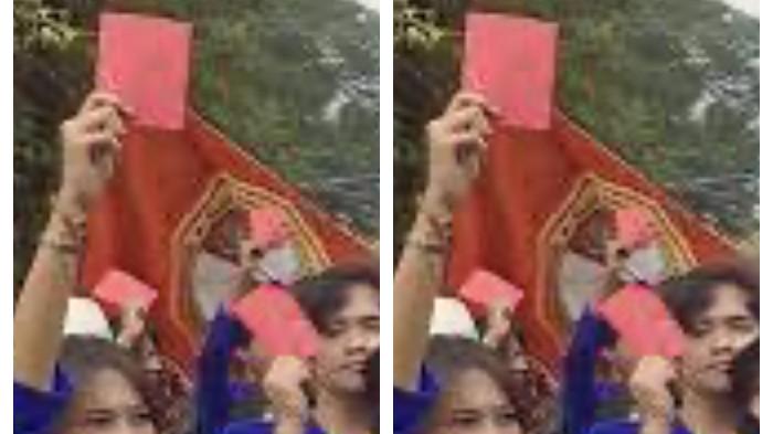 DEMO MAHASISWA- Mahasiswa Jabar gelar aksi di depan DPRD Jabar di Kota Bandung, Rabu (17/6/2026), angkat kartu merah simbol protes terhadap Prabowo-Gibran