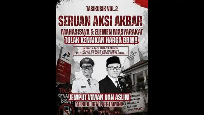 AJAKAN DEMO - Mahasiswa dan elemen masyarakat bakal kembali turun melakukan aksi demonstran kedua kalinya di Kota Tasikmalaya terkait kenaikan harga BBM oleh pemerintah pusat, Senin (15/6/2026).
