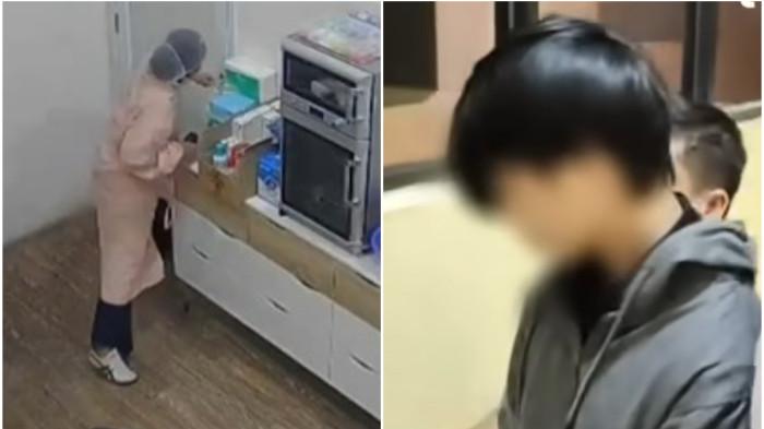 KASUS PENUSUKAN - (Kiri) Tangkap layar video viral kasus penusukan di klinik gigi di kawasan Perumahan Total Persada, Periuk, Kota Tangerang, Banten dan (Kanan) Pelaku MA, saat diamankan polisi.
