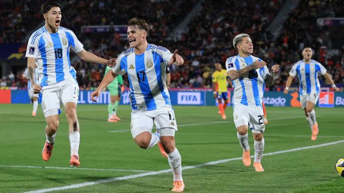 Pemain Argentina U20, Mateo Silvetti mencetak gol kemenangan lawan Kolombia