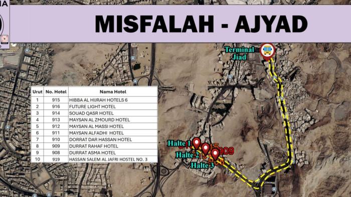 Peta halte bus shalawat di Rute 20: Misfalah – Ajyad
