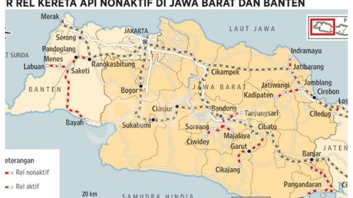 Peta jalur kereta api nonaktif di Banten