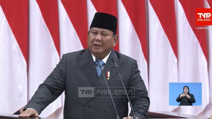 PRABOWO PIDATO - Presiden Prabowo Subianto saat berpidato dalam Sidang Paripurna DPR RI di gedung parlemen, Senayan, Jakarta, Rabu (20/5/2026).