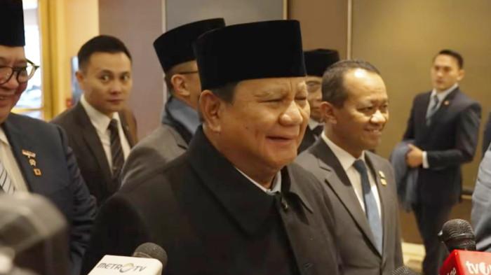 DIPUJI DONALD TRUMP - Presiden Prabowo Subianto memberikan tanggapan terkait pujian yang dilontarkan Presiden Amerika Serikat Donald Trump dalam Konferensi Tingkat Tinggi (KTT) perdana Board of Peace atau Dewan Perdamaian di Washington DC, Kamis (19/2/2026). Saat menyapa Prabowo, Trump menyebut Presiden Indonesia adalah orang yang ia sukai dan seorang yang tangguh.