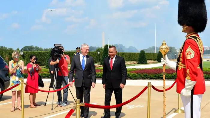 Mantan Menteri Pertahanan (Menhan) RI Ryamizard Ryacudu menggelar pertemuan bilateral dengan Menteri Pertahanan (Menhan) Amerika Serikat James Mattis, di Pentagon, Amerika Serikat, Selasa (28/8/2018) waktu setempat.