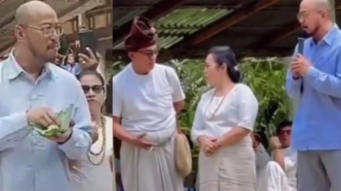 SIDANG ADAT - Ini detik-detik saat  Komika Pandji Pragiwaksono terlihat hadiri langsung prosesi sidang peradilan adat Toraja Selasa (10/2/2026) siang. 