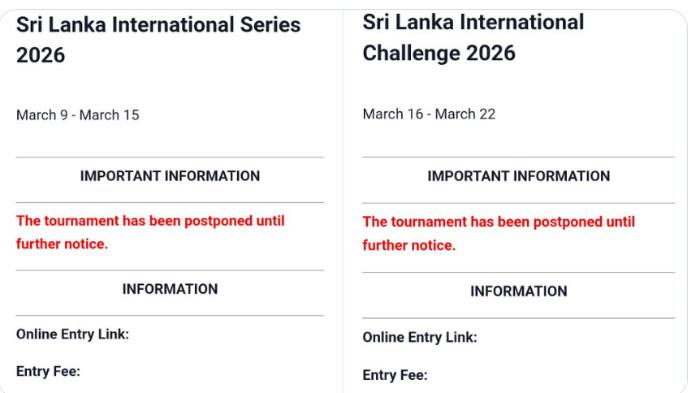 DEBUT VERRELL/AISYAH TERTUNDA - Penyelenggaraan Sri Lanka International Series 2026 dan Sri Lanka International Challenge 2026 yang sejatinya menjadi panggung debut Verell/Aisyah ditunda. 