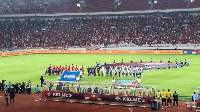 TIMNAS INDONESIA VS MOZAMBIK - Suasana pertandingan Timnas Indonesia vs Mozambik pada laga FIFA Matchday di Stadion Utama Gelora Bung Karno, Senayan, Jakarta, Selasa (9/6/2026). Tribunnews/Abdul Majid