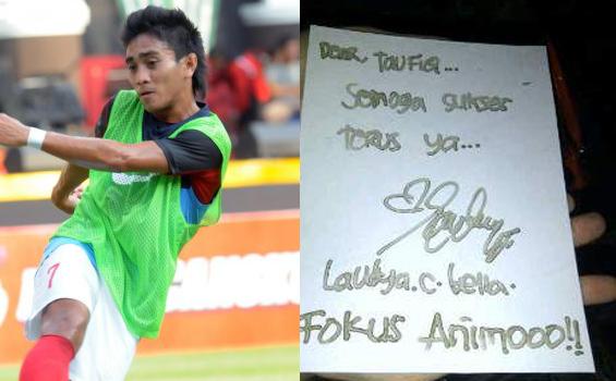 Ini Surat Artis Laudya Bella yang Bikin Berbunga-bunga Pemain Bola Taufiq