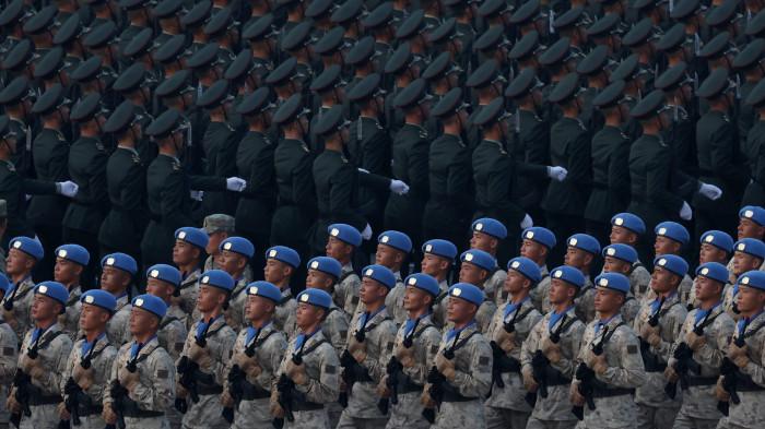 TENTARA CHINA - Gambar diambil dari Kantor Presiden Rusia, Rabu (3/9/2025), memperlihatkan tentara China berbaris saat mengikuti parade militer China.