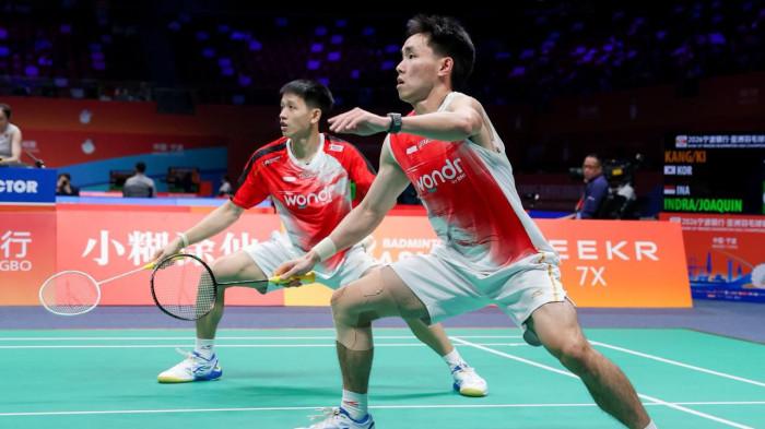 TERSINGKIR - Pebulutangkis ganda putra Indonesia, Raymond Indra/Nikolaus Joaquin, harus mengakhiri langkah di babak 32 besar Badminton Asia Championships 2026 setelah kalah dramatis dari pasangan Korea, Kang Min Hyuk/Ki Dong Ju, Rabu (8/4/2026).