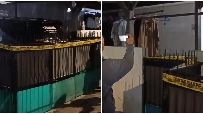 GARIS POLISI - Garis polisi terpasang di rumah tempat adik menganiaya kakak kandung hingga tewas di Kelapa Gading, Jakarta Utara, Selasa, (24/2/2026). 