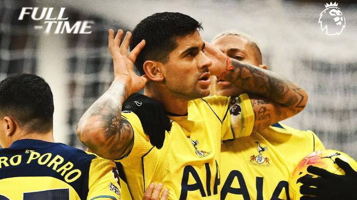 SELEBRASI SPURS - Pemain Tottenham Hotspur, Cristian Romero, melakukan selebrasi usai mencetak gol ke gawang Newcastle United dalam laga pekan ke-14 Liga Inggris di St. James’ Park pada Rabu (3/12/2025). (Website Spurs - 3/12/2025)