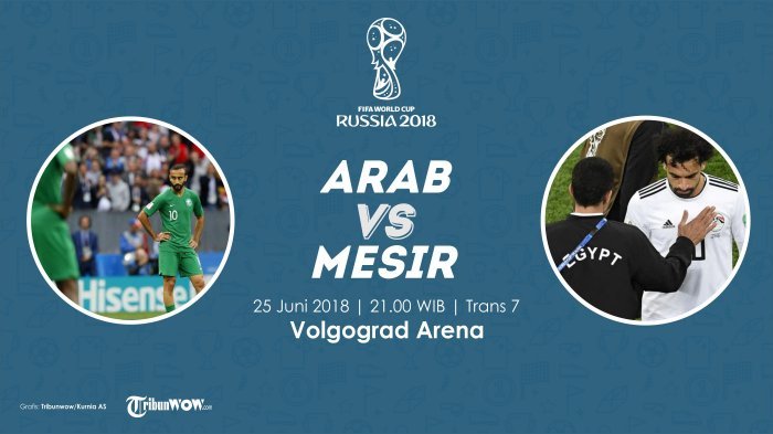 Jadwal Live Piala Dunia 2018, Arab Saudi Vs Mesir Pukul 21.00 WIB di Trans 7: Perjuangan Akhir Mesir