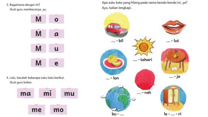 SOAL HALAMAN 121 - Soal dan kunci jawaban Bahasa Indonesia Kurikulum Merdeka Kelas 1 Halaman 121: Menulis suku kata yang hilang pada nama benda-benda.
