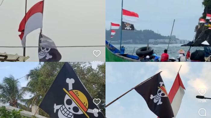 BENDERA ONE PIECE - Viral bendera One Piece dipasang dan dikibarkan jelang peringatan kemerdekaan Indonesia atau HUT ke-80 RI, 17 Agustus 2025.