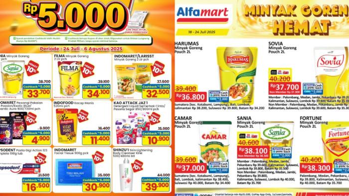 Katalog Promo Alfamart dan Indomaret Kamis 24 Juli 2025: Minyak Goreng Indomaret 2L Rp32.500