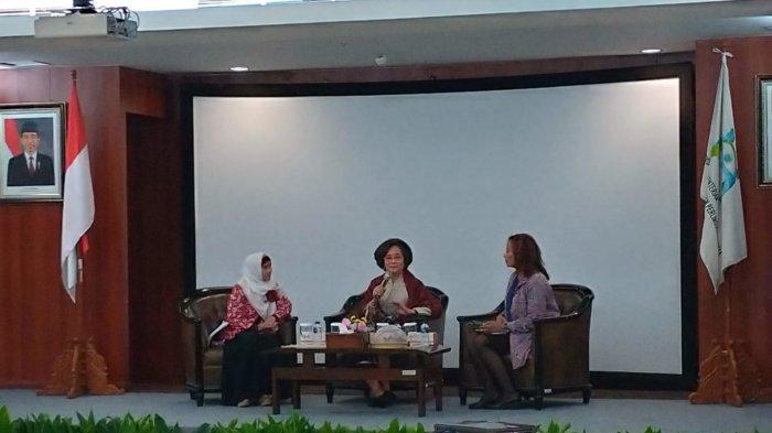 Diskusi media bertajuk 'Perempuan Unggul Indonesia Maju', di Kantor Kementerian Pemberdayaan Perempuan dan Perlindungan Anak, Jakarta, Jumat (23/8/2019). 