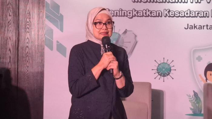 HPV SERANG LAKI-LAKI - Dokter Spesialis Kulit dan Kelamin Dr. dr. Hanny Nilasari, Sp.D.V.E, Subsp. Ven, FINSDV, FAADV, menjelaskan HPV tidak hanya menyerang perempuan tetapi juga laki-laki dalam Kelas Jurnalis 2026 di Jakarta Pusat, Selasa (21/4/2026).