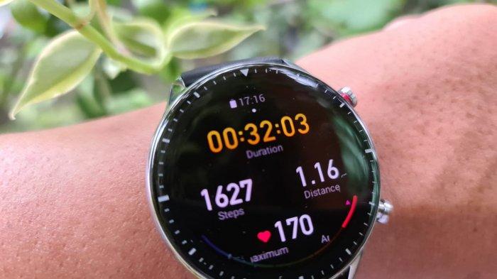 Hasil monitoring usai olahraga jogging pendek yang tersaji di layar smartwatch Amazfit GTR 2.