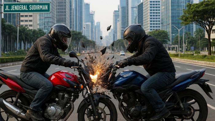 Dua Pemotor Terlibat Adu Banteng di Jalan Jenderal Sudirman Jakarta Selatan, Satu Wanita Tewas
