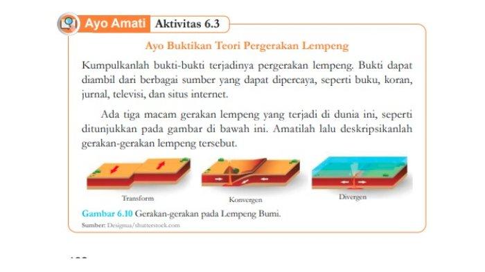 Kunci Jawaban IPA Kelas 8 Halaman 182 Kurikulum Merdeka, Diskripsi Gerakan Lempeng, Aktivitas 6.3