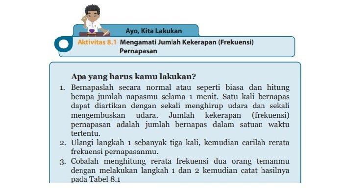 Kunci Jawaban IPA Kelas 8 Halaman 46 47 Semester 2, Aktivitas 8.1: Jumlah Kekerapan Pernapasan