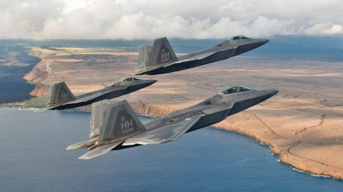 Jet tempur F-22 Raptor Amerika Serikat.