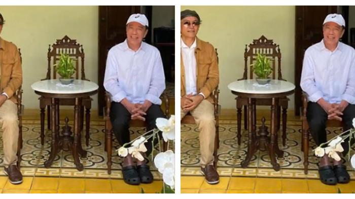 KAKI JOKOWI - Kolase foto: Tangkap layar unggahan video pertemuan mantan Tenaga Ahli di Kantor Staf Presiden RI Bambang Saptono dengan Mantan Presiden RI Joko Widodo (Jokowi) di akun Instagramnya, @bambang_saptono, Sabtu (8/11/2025). Dalam unggahan ini, kaki Jokowi yang terlihat menghitam menjadi sorotan warganet.