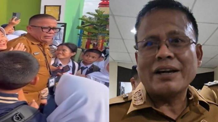 KEPSEK DICOPOT -- (KIRI) Tangkap layar unggahan akun instagram @/Prabumulihinsta yang diunggah, Senin (15/9/2025). Terlihat suasana haru menyelimuti perpisahan Kepala SMP Negeri 1 Kota Prabumulih Sumatera Selatan, Roni Ardiansyah yang baru saja dicopot dari jabatannya. (KANAN) Wali Kota Prabumulih, Arlan. Muncul dugaan bahwa pemberhentian Roni sebagai kepsek karena pernah menegur anak Arlan soal parkir mobil.