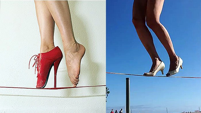 Lihat Aksi Wanita Berjalan di Atas Seutas Tali Menggunakan High Heels