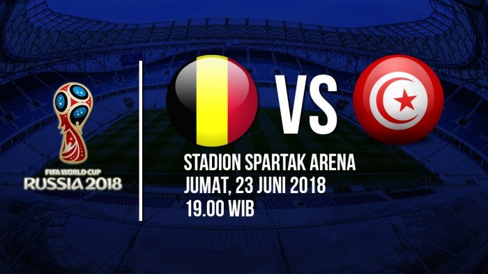 Jadwal Live Trans TV Pertandingan Piala Dunia 2018: Belgia Vs Tunisia Pukul 19.00 WIB