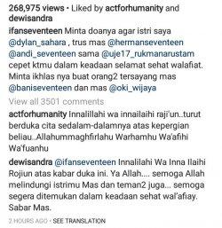 Dewi Sandra Doakan Istri dan Teman-teman Ifan Seventeen Selamat