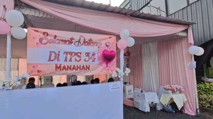 Intip Nuansa Unik TPS Gibran di Solo, Bertema Valentine, Lengkap dengan Bunga dan Balon Putih-Pink