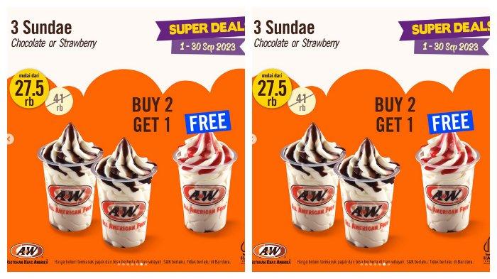 Promo A&W September 2023: Beli 2 Ice Cream Sunday Varian Apapun Gratis 1, Ini Syaratnya