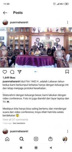 Lebaran Hari Kedua, Puan Ungkap Silaturahmi Keluarga Besar dengan Video Conference
