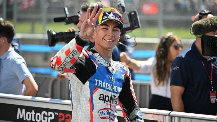 Ekspresi Raul Fernandez rider besutan Trackhouse Aprilia ketika mendapat posisi ketiga Starting Grid MotoGP Jerman 2024.