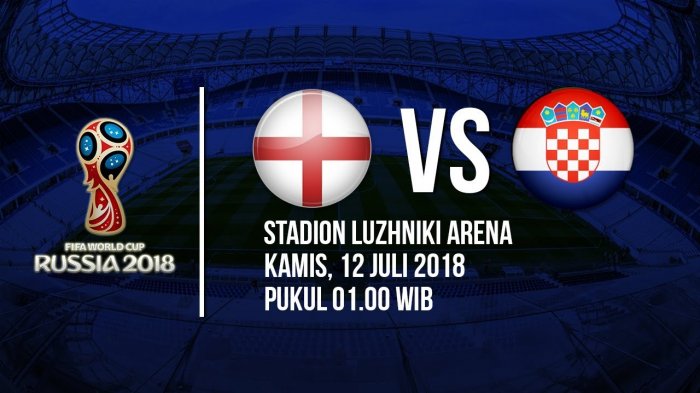 Jadwal Live Trans TV, Semifinal Piala Dunia 2018: Inggris Vs Kroasia Pukul 01.00 WIB