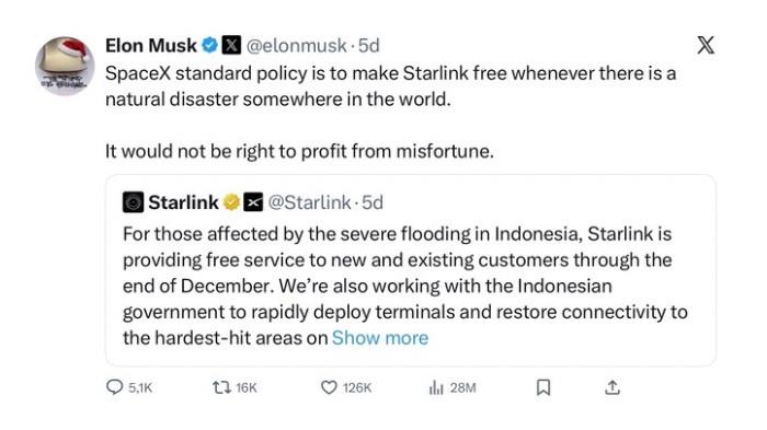 starlink indonesia bencana
