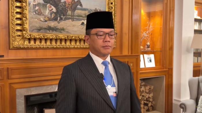 INDONESIA GABUNG DEWAN PERDAMAIAN - Dalam foto:  Menteri Luar Negeri RI (Menlu) Sugiono memberikan pernyataan resmi mengenai keputusan Indonesia bergabung dengan Board of Peace (BoP) Charter atau Dewan Perdamaian, Jumat (23/1/2026).