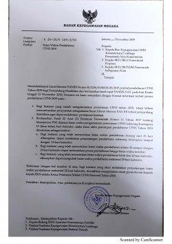 Surat BKN hasil panselnas Batas Waktu Pendaftaran CPNS 2019.