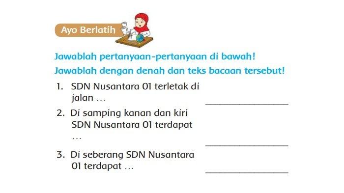 Kunci Jawaban Tema 3 Kelas 2 Halaman 46, Ayo Berlatih: Denah Sekolah Dasar Negeri Nusantara 01