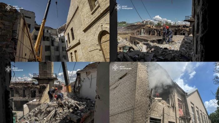 RUSIA SERANG UKRAINA - Foto kerusakan di sejumlah bangunan di Kyiv, Dnipro, dan Zaporizhzhia pada Senin (1/6/2026). Pada 2 Juni 2026 dini hari, Rusia meluncurkan serangan besar ke wilayah Kyiv, Dnipro, dan Kharkiv.