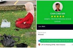 Viral, Driver Ojol Ini dengan Sabar Tunggu Penumpang Wanitanya yang Sedang Salat di Rerumputan