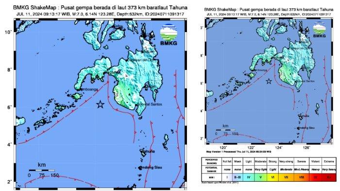 BMKG: Gempa M 7.0 Guncang Tahuna Sulut, Dirasakan di Halmahera, Ternate, dan Kepulauan Talaud