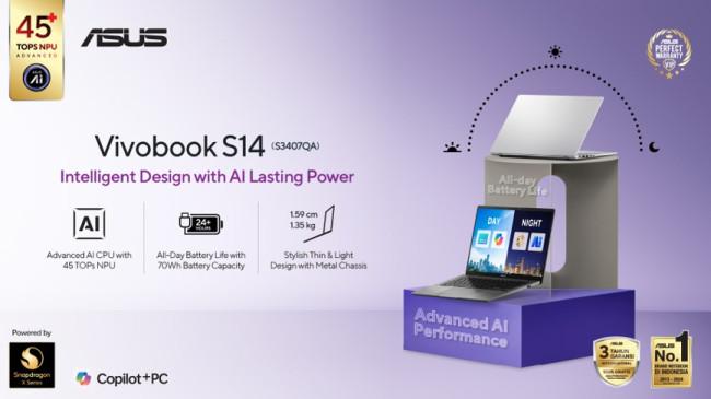 ASUS Vivobook S14: Laptop AI Ringan dan Tahan Lama Berbasis Snapdragon